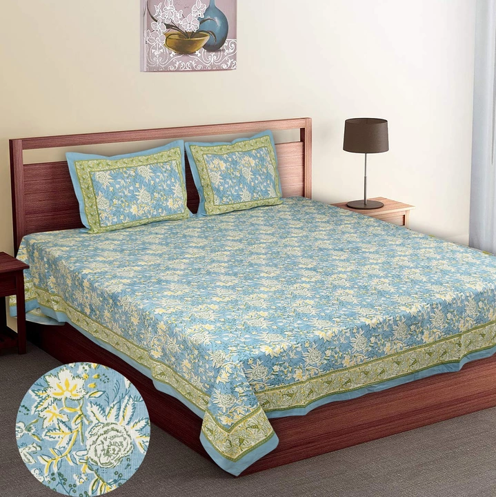 Post image Beautiful King Size Double Bedsheet Pure Cotton and also color will not get dull after washing