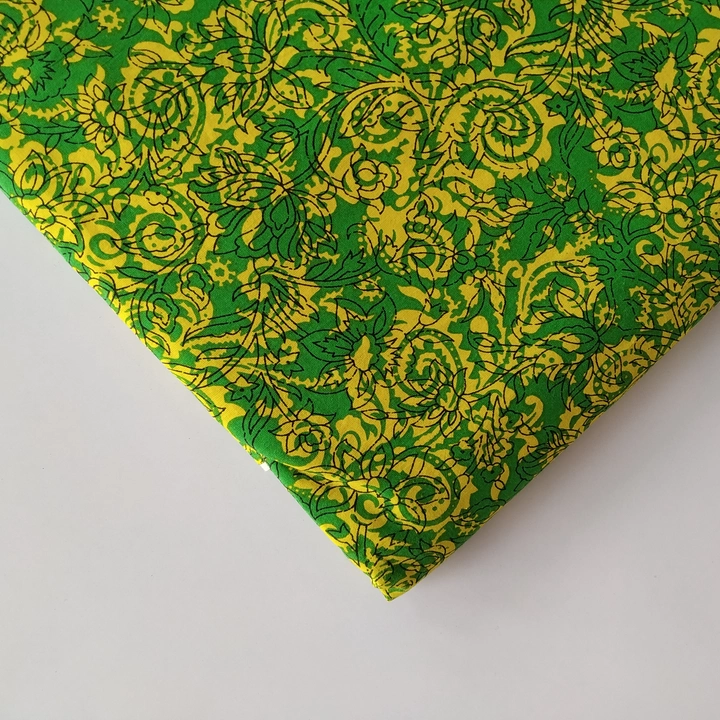 Traditional Green Yellow Floral Jaal Hand Printed Cotton Fabric uploaded by Bhagat Printers® on 8/4/2022