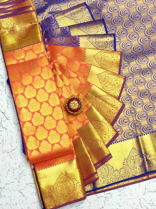 Post image 👸👸👸 *KANCHEEPURAM SEMISILK SAREES- GOLDEN COLOURS SAMUTHRIKA WEDDING COLLECTIONS* 👸👸👸
👑 *Brocade work and beautiful vibrant color makes it the perfect pick for a wedding*.  👑 *Extreme jari work border gives you gorgeous look* 
👑 *Saree with Contrast pallu &amp; Blouse*
👑 *Saree length- 5.5mtr, Blouse-0.80mtr and weight 0.900 grms(aprox)*
👑 *Cloth feel very soft*
👑 *Direct manufacture* 
             👑 *price per single piece Rs3300