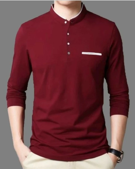 Mandarin Cotton Red Full Sleeves T-shirt For Men uploaded by APARNA E RETAIL on 8/4/2022