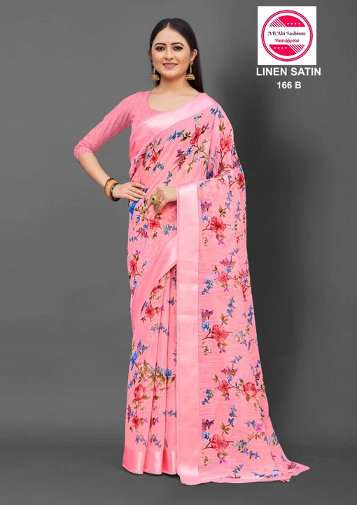 Satin linen sarees uploaded by business on 8/4/2022