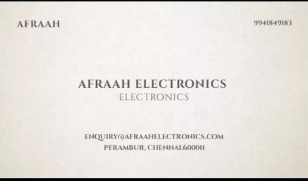 Visiting card store images of AFRAAH ELECTRONICS