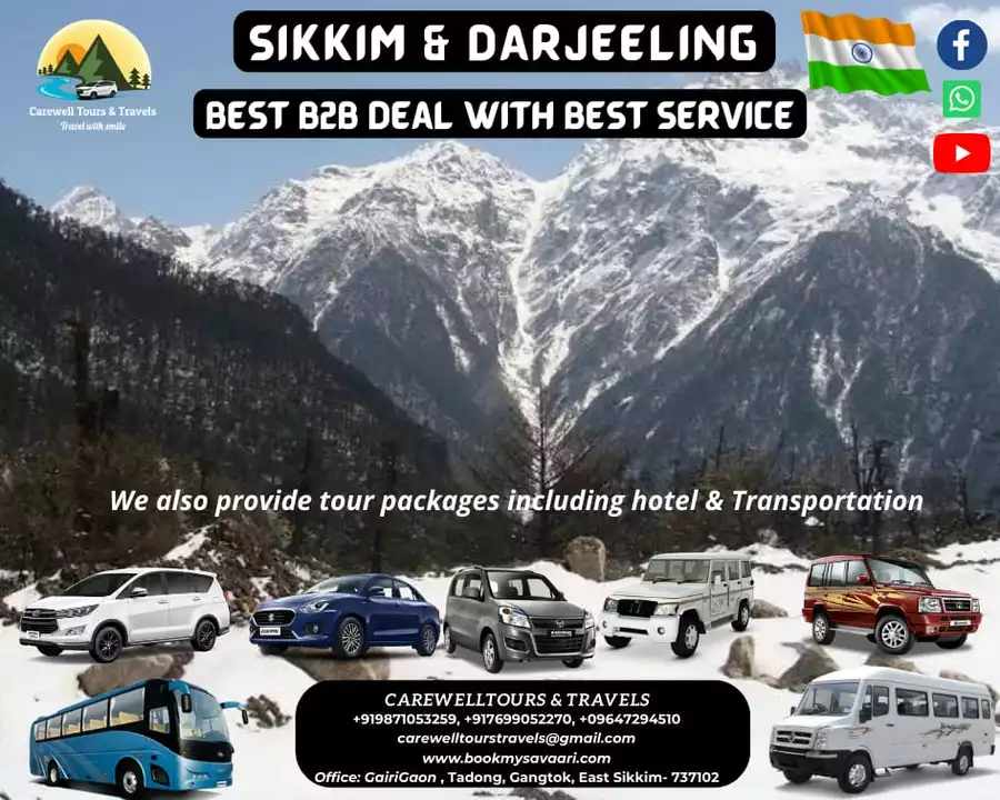 Sikkim & Darjeeling Taxi sightseeing tour package uploaded by Carewell Tours & Travels on 8/5/2022