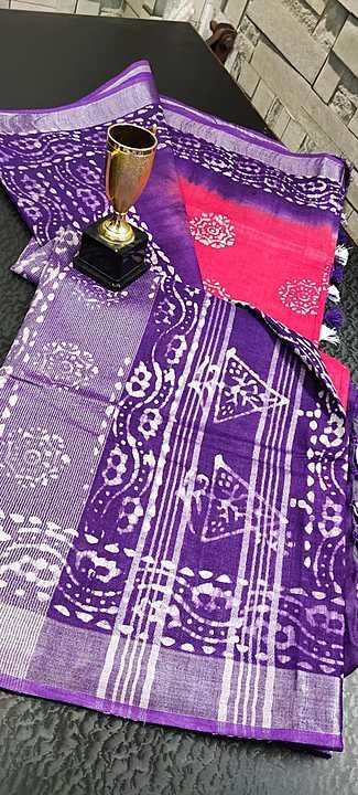 Aart Linen batik print sarees uploaded by Moonhandloom on 11/22/2020
