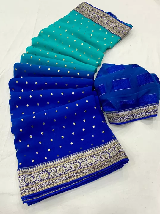 Post image PELD*New Catalogue Launch*
Fabric - Two Tone Heavy Georgette Fabric All Over Saree Foil Print And Attached Weaving Bordar With Weaving Zari Blouse

Price:- 1250/-FREE SHIPPING