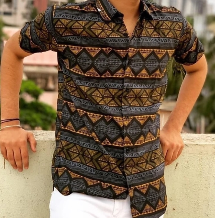 Men printed casual brown shirt uploaded by business on 8/5/2022