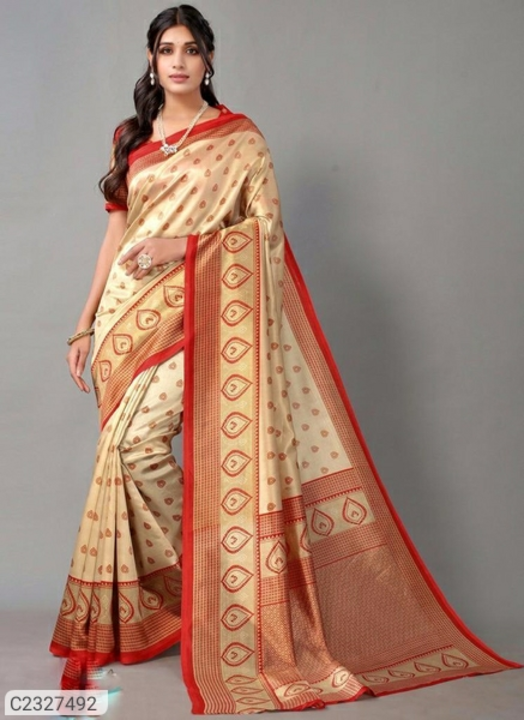 Beautiful printed litchi silk sarees uploaded by business on 8/5/2022