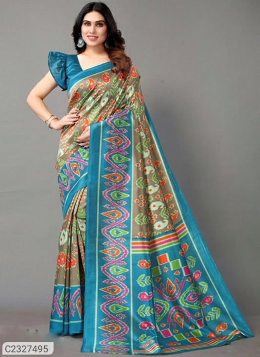 Beautiful printed litchi silk sarees uploaded by business on 8/5/2022