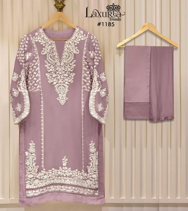 Post image 💞🌟 *Laxuria Trendz Now launching New Design With New Colours…Kurti With Pant &amp; Duptta......*🌟💞         *Laxuria Trendz*
         *D. NO. 1185*
*💞Luxury pŕet Collection in TUNIC &amp; Pant ...With Dupatta...Attractive colours tone to tone pant 💞* 
Today we r launching *Superior quality in Affordable price* for our valuable customer...           ➖➖➖➖➖➖➖➖    💞💞*Description*💞💞     〰〰〰〰〰〰〰 *Designer stylish Tunic Handwork &amp; Stylish Pattern In Sleeve With Attractive Neck With Handwork In Kurti &amp; fancy Pant With Duptta*🔴 *Details*🔴〰〰〰〰〰〰〰✨ *Top*:- Fox Georgette ✨ *Duptta* :- Chinnon  ✨ *Pant* :- Cotton Strachble ✨ *Colour* :- 4                    ✨ *Top xl size chest* (42)✨ *Bottom xl size* (36-42) 
✨ *Rate* 1550/- each
✨ *Shipping Extra*
 🔴Dry Clean Only🔴
✨ *Despatching Ready *✨
What's app me 9284888214https://chat.whatsapp.com/KFpRRP7CDcMAtxYz2ePEGv
