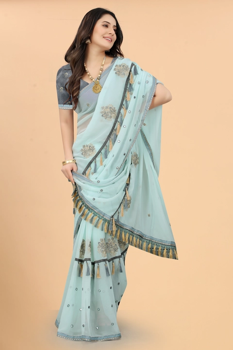 Embroidery work and mirro work sarees uploaded by Dev Enterprises on 8/7/2022