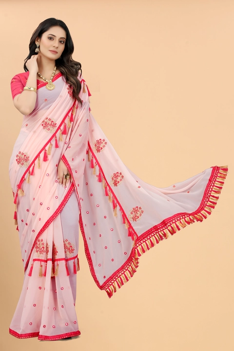 Embroidery work and mirro work sarees uploaded by Dev Enterprises on 8/7/2022