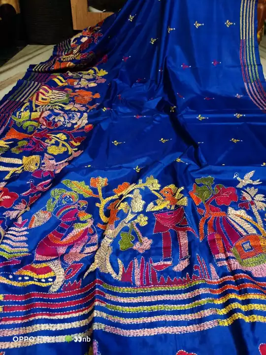 Original *Kantha* and *Gujrati* stitch on *Blended Bangalore* silk saree with running bp

 uploaded by Bishnupriya creations on 8/7/2022