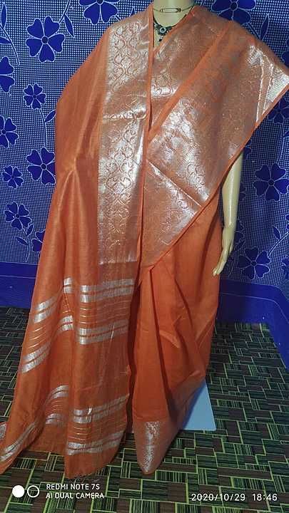 Linen saree uploaded by M.S. Handloom on 11/22/2020