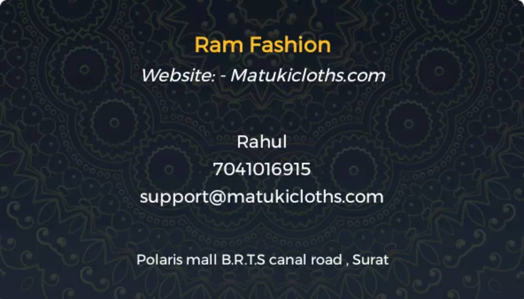 Visiting card store images of Ram Fashion