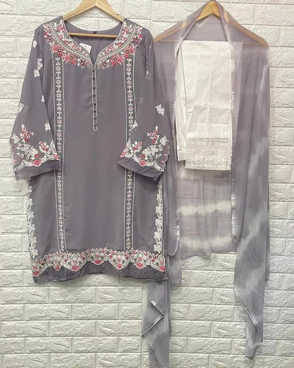 Pure Pakistani stiched suits with pant n dupatta reach out at . uploaded by Ishaq& Ismail Textiles on 8/7/2022