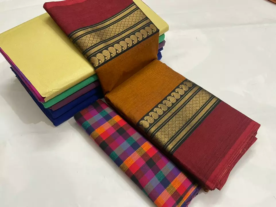 Chettinad Plain Cotton Sarees uploaded by DHARUN TEX Traditional Cotton Sarees on 8/8/2022