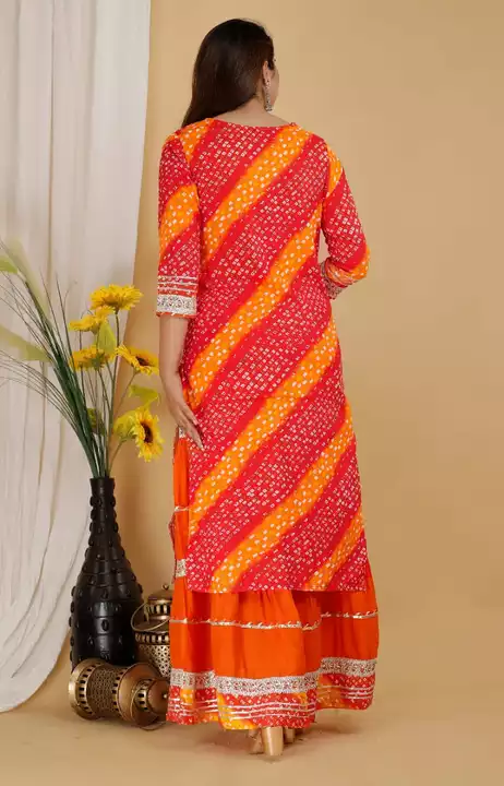 Bandhej Design Kurti with Skirt And Duppata  uploaded by Morvi Retail Pvt. Ltd. on 8/8/2022