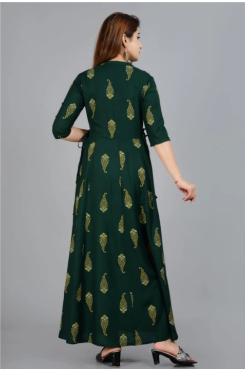 Women printed anarkali green kurti  uploaded by Maa santoshi fashion  on 8/8/2022