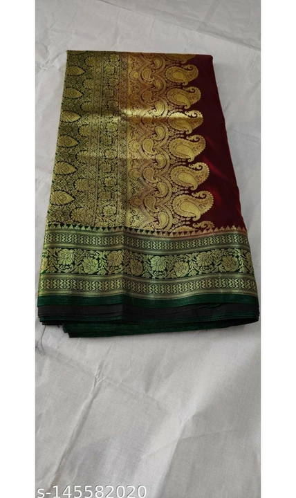Post image Banarsi saree
Name: Banarsi saree
Saree Fabric: Art Silk
Blouse: Saree with Multiple Blouse
Blouse Fabric: Art Silk
Pattern: Solid
Net Quantity (N): Single
Banarasi saree
Sizes: 
Free Size (Saree Length Size: 5.5 m, Blouse Length Size: 1 m) 

Country of Origin: India