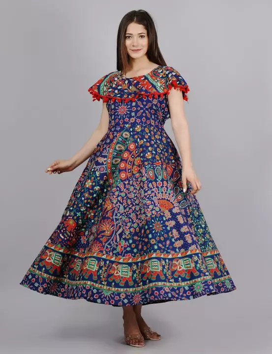 Cotton Anarkali Frock with Pumpum border uploaded by Gupta industries  on 8/8/2022