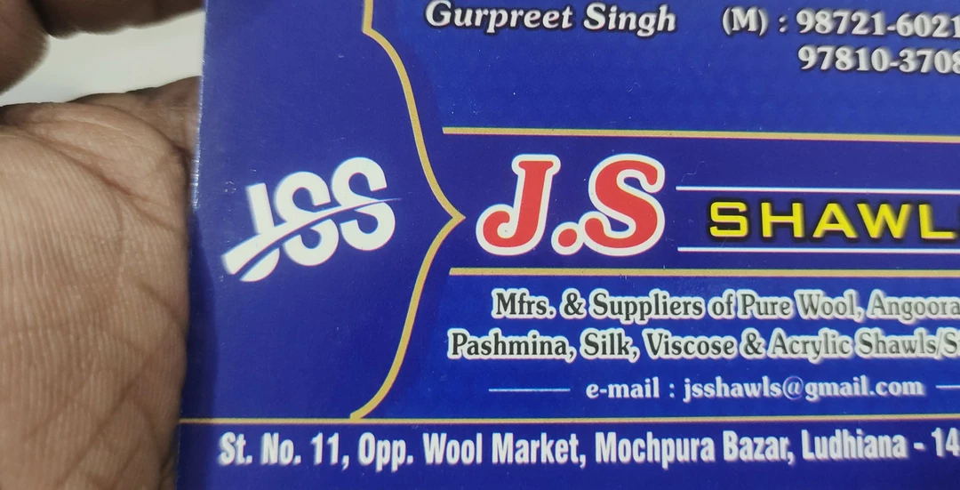 Visiting card store images of J s shawls