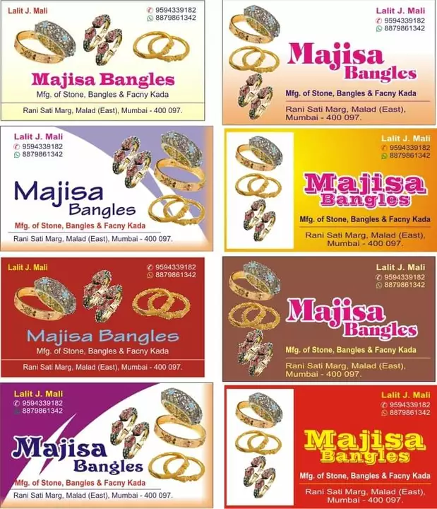 Visiting card store images of majisa bangles