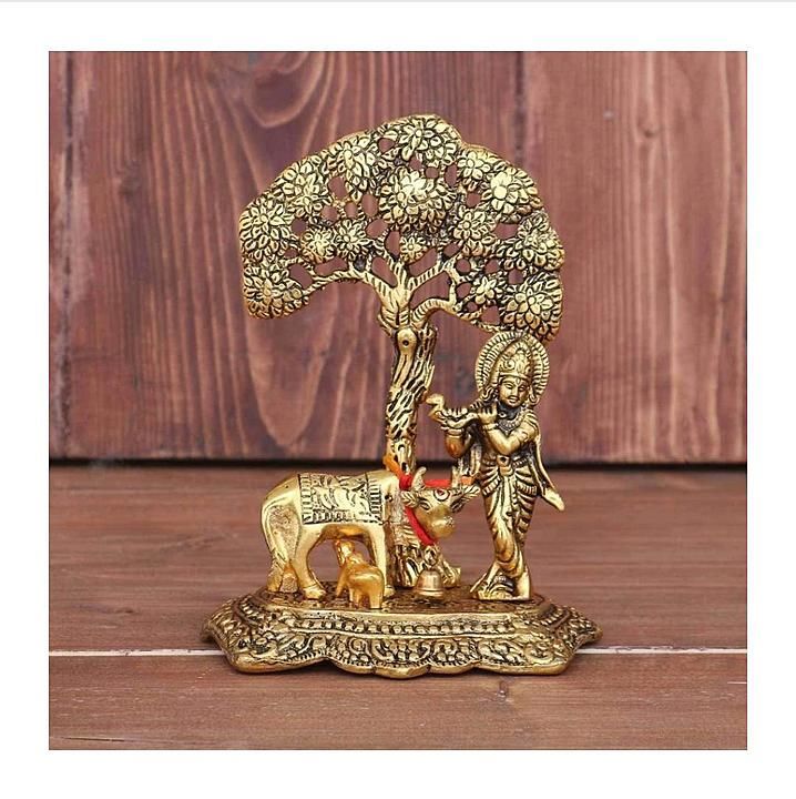 Metal krishna with cow playing flute uploaded by Greentouch crafts on 11/23/2020