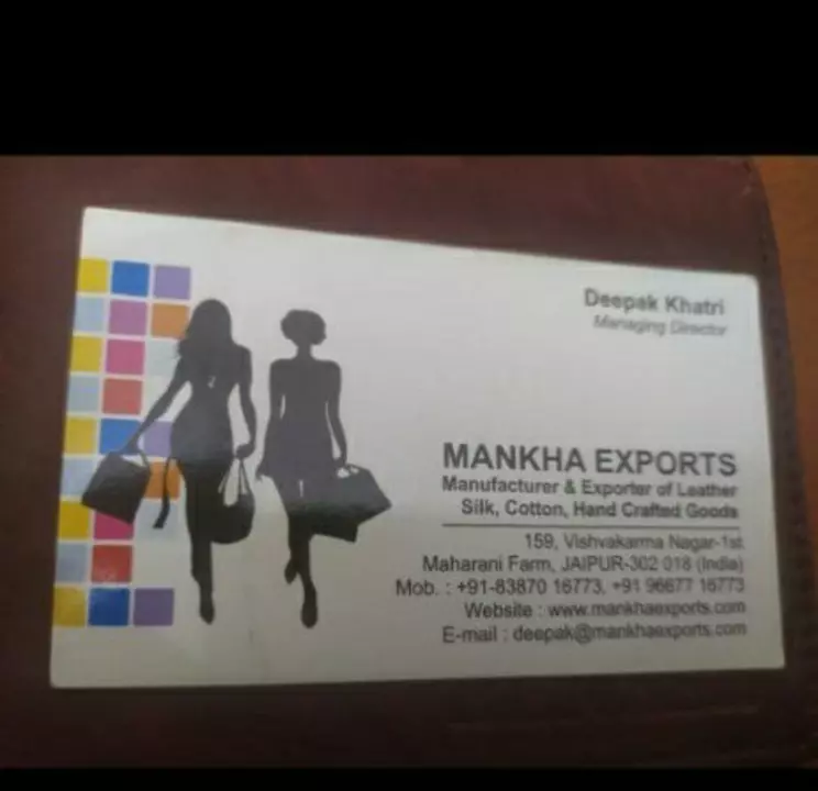 Visiting card store images of Mankha exports 