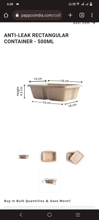 Post image MATERIAL: Sugarcane Bagasse

COLOR: Brown

DIMENSION: Length 19.5cm x Breadth 15.5cm x Height 7.5cm        

FEATURES: Pappco launches patented lid-designed anti-leak containers that are good for all kinds of food packaging requirements. With a special grove locking system, our anti-leak zume containers create a spill-resistant lock that is safe for liquid food deliveries as well. 

Ultra Strong And Leak Proof.

100% Eco-Friendly, Biodegradable and Compostable.

100% Food Grade and Non-Toxic