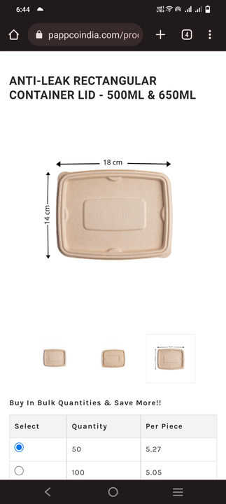Post image MATERIAL: Sugarcane Bagasse

COLOR: Brown

DIMENSION: Length 18cm x Breadth 14cm

FEATURES: Pappco launches patented lid-designed anti-leak containers that are good for all kinds of food packaging requirements. With a special grove locking system, our anti-leak zume containers create a spill-resistant lock that is safe for liquid food deliveries as well. 

Ultra Strong And Leak Proof.

100% Eco-Friendly, Biodegradable and Compostable.

100% Food Grade and Non-Toxic