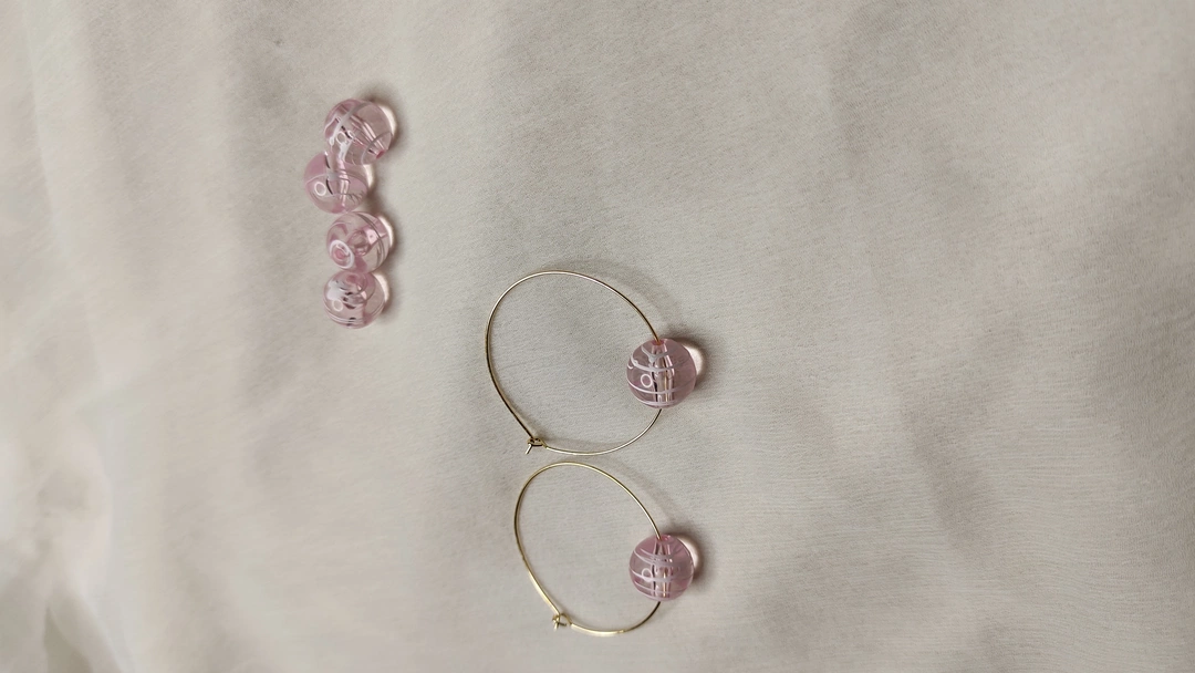 Pink Faceted Bead Hoop Earrings  uploaded by business on 8/10/2022