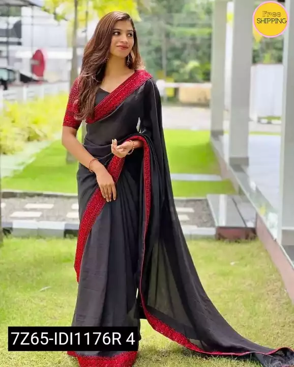 Beautiful Embroidery Sequence work black saree🖤✨ uploaded by business on 8/10/2022