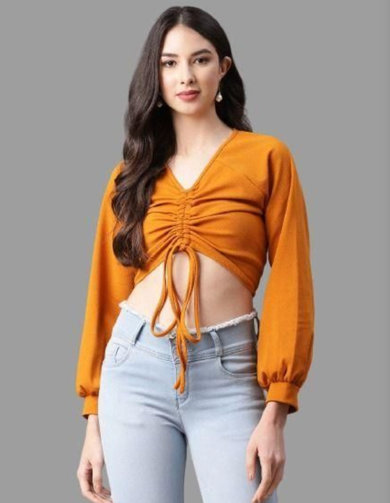 THE VANCA WOMEN'S POLYESTER SOLID TIE-UP CROP TOP

 uploaded by business on 8/10/2022