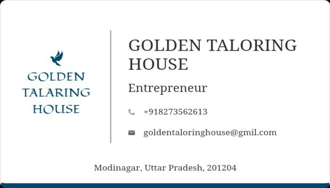 Visiting card store images of GOLDEN TAILORING HOUSE