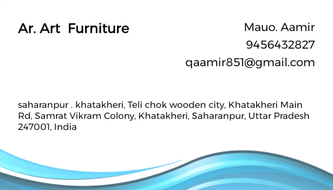 Visiting card store images of Ar. Art furniture