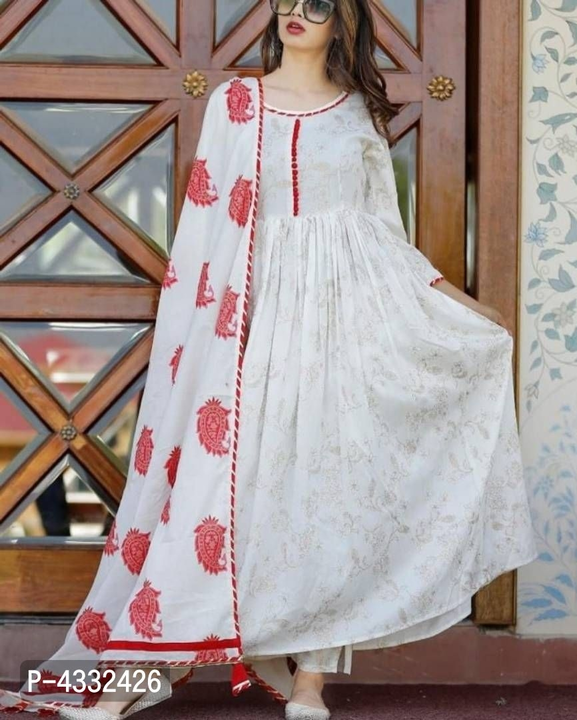 Post image *Rayon Long Printed Kurti with Pant and Printed Duptta*
 *Size*: M(Bust - 38.0 inches) M(Waist - 36.0 inches) L(Bust - 40.0 inches) L(Waist - 38.0 inches) XL(Bust - 42.0 inches) XL(Waist - 40.0 inches) 2XL(Bust - 44.0 inches) 2XL(Waist - 42.0 inches) 
 *Color*: White
 *Fabric*: Rayon
 *Type*: Kurta, Bottom and Dupatta Set
 *Style*: Printed
 *Design Type*: Gown
 *COD Available*
 *Free and Easy Returns*:  Within 7 days of delivery. No questions asked .
Hi, check out this product available at best price for you.💰💰 If you want to buy this product, message me