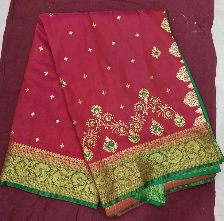 Banarasi satin laccha embroidery saree  uploaded by Nice print on 8/10/2022
