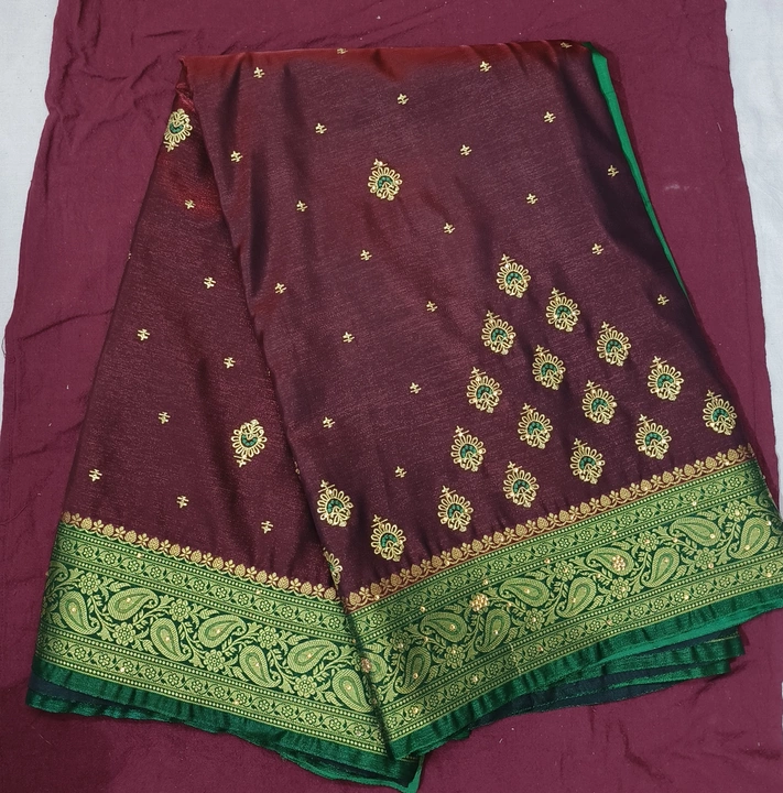 Banarasi satin laccha embroidery saree  uploaded by Nice print on 8/10/2022