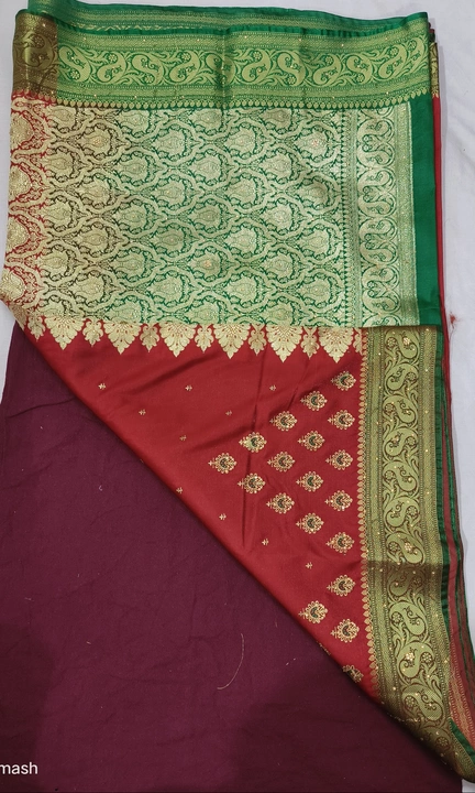 Banarasi satin laccha embroidery saree  uploaded by business on 8/10/2022