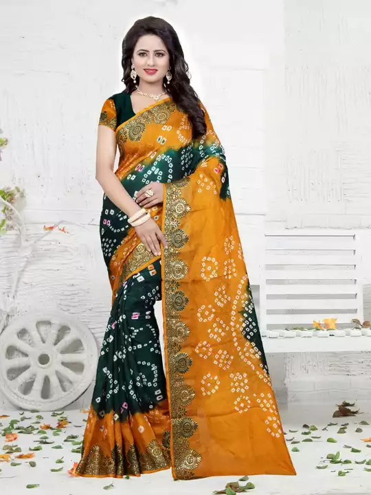 Post image Jamnagar Famous hand made bandhani Saree with beautiful colours and tie and dye pattern.