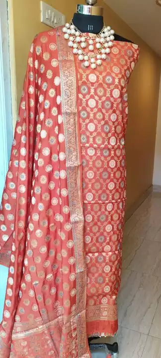 Post image Banarasi mulmul cotton suit with meena work.only shopkeeper and wholesaler contact me.