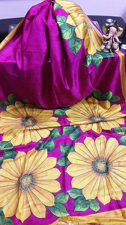 Pure silk Hand paint saree uploaded by JAS TEXTILE on 11/23/2020