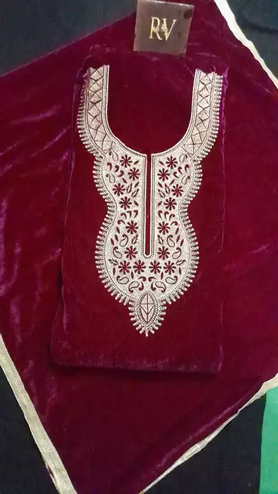 Velvet suits with stole at wholesale prices  uploaded by Rv Products on 8/11/2022