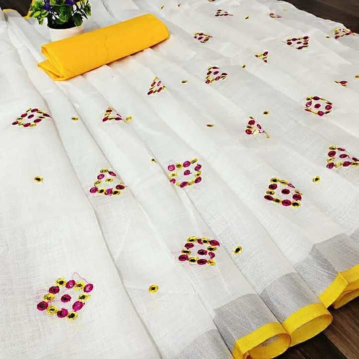 Linen embroidery saree.
 uploaded by MTS CREATION HANDLOOM BHAGALPUR  on 11/23/2020