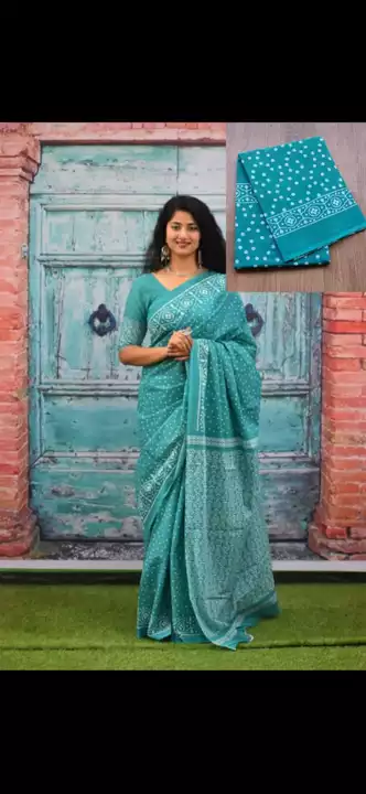 Hand block printed cotton mulmul saree with blouse piece  uploaded by Gokul handicraft Jaipur on 8/12/2022