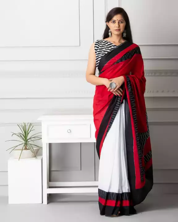 Beautiful Hand Block Printed Cotton mulmul saree with blouse piece  uploaded by business on 8/12/2022