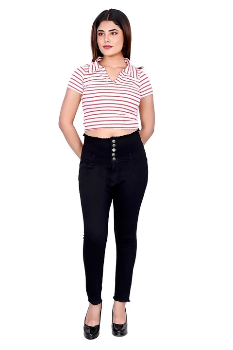 5 button women jeans black  uploaded by business on 8/12/2022