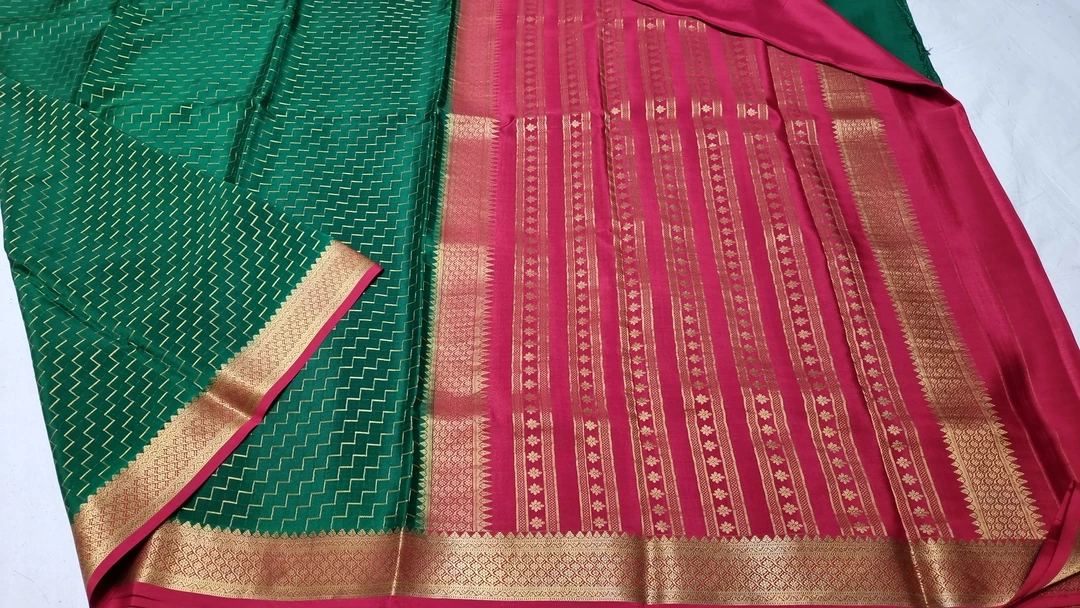 Post image Unique color combinations are available in pure Crepe silk saree