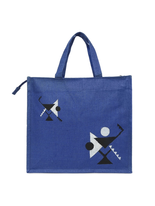 Product image of Warli Jute Shopping Bag (Blue) , price: Rs. 399, ID: warli-jute-shopping-bag-blue-82d88570