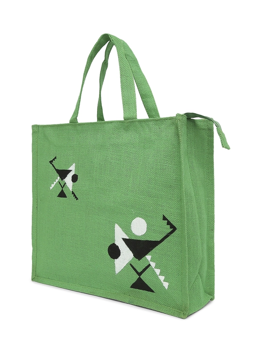 Product image of Warli Jute Shopping Bag (Green) , price: Rs. 399, ID: warli-jute-shopping-bag-green-6dd5a4e7